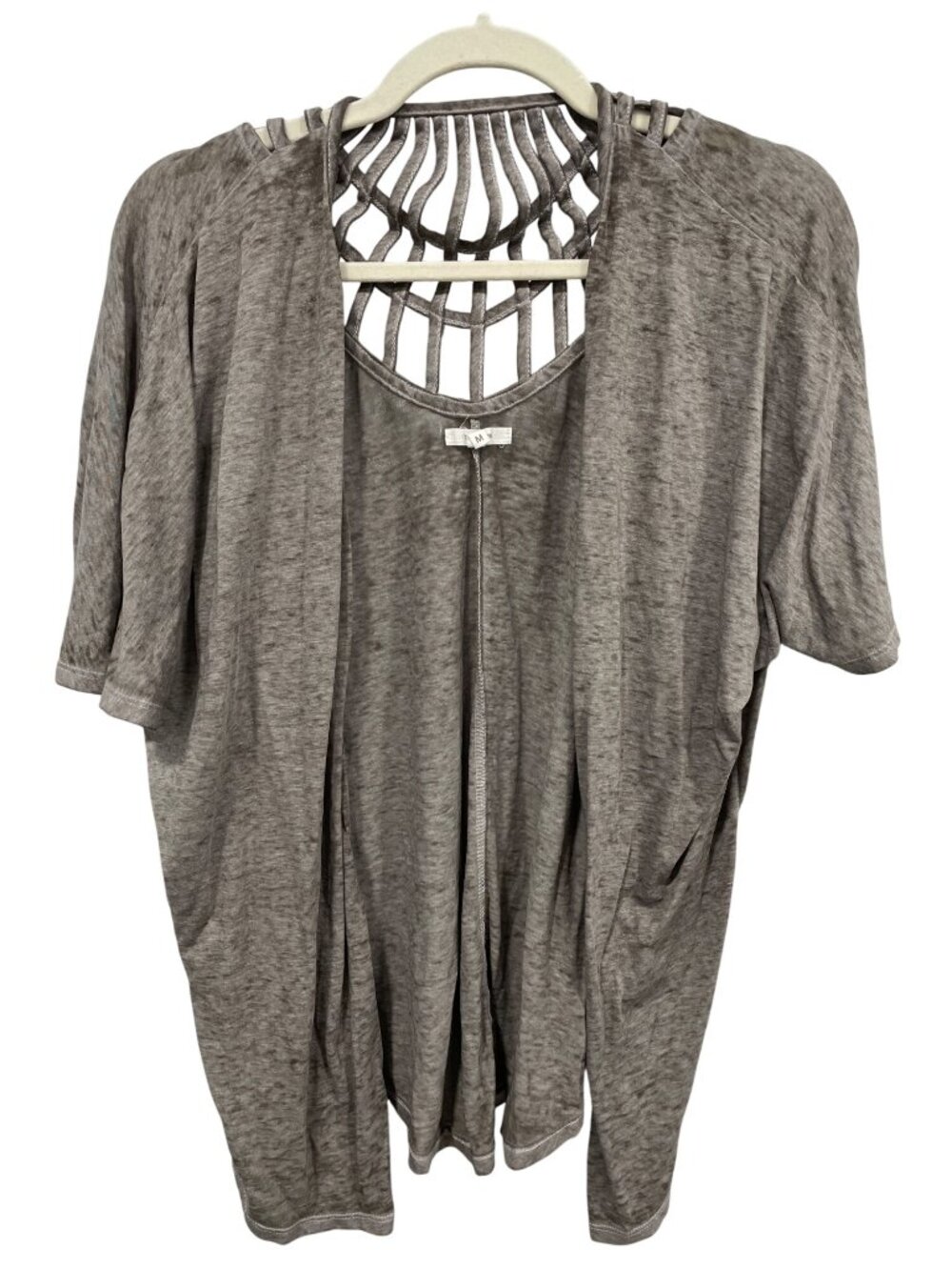 Maurices Cardigan Medium Cutout Back Open Front Gray Cover Up Cozy Relaxed